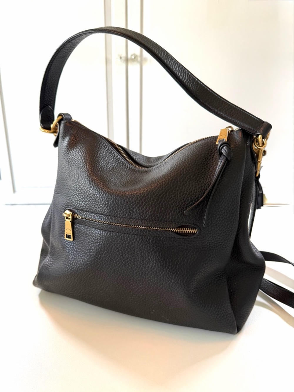 Coach Shay Hobo Black Pebble Leather Shoulder Crossbody Bag Slouchy Gold 93811